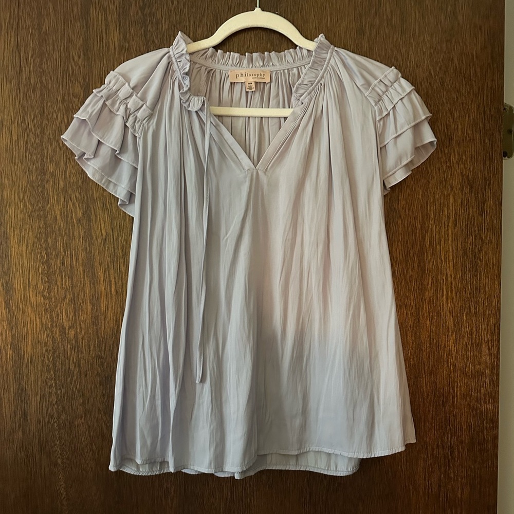 Philosophy Lilac Ruffle Sleeve Blouse